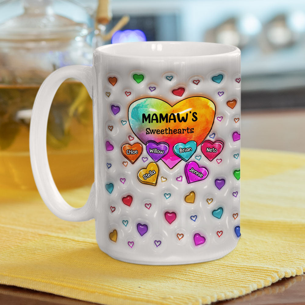 Colorful Sweethearts Grandma - Personalized 3D Inflated Effect Mug