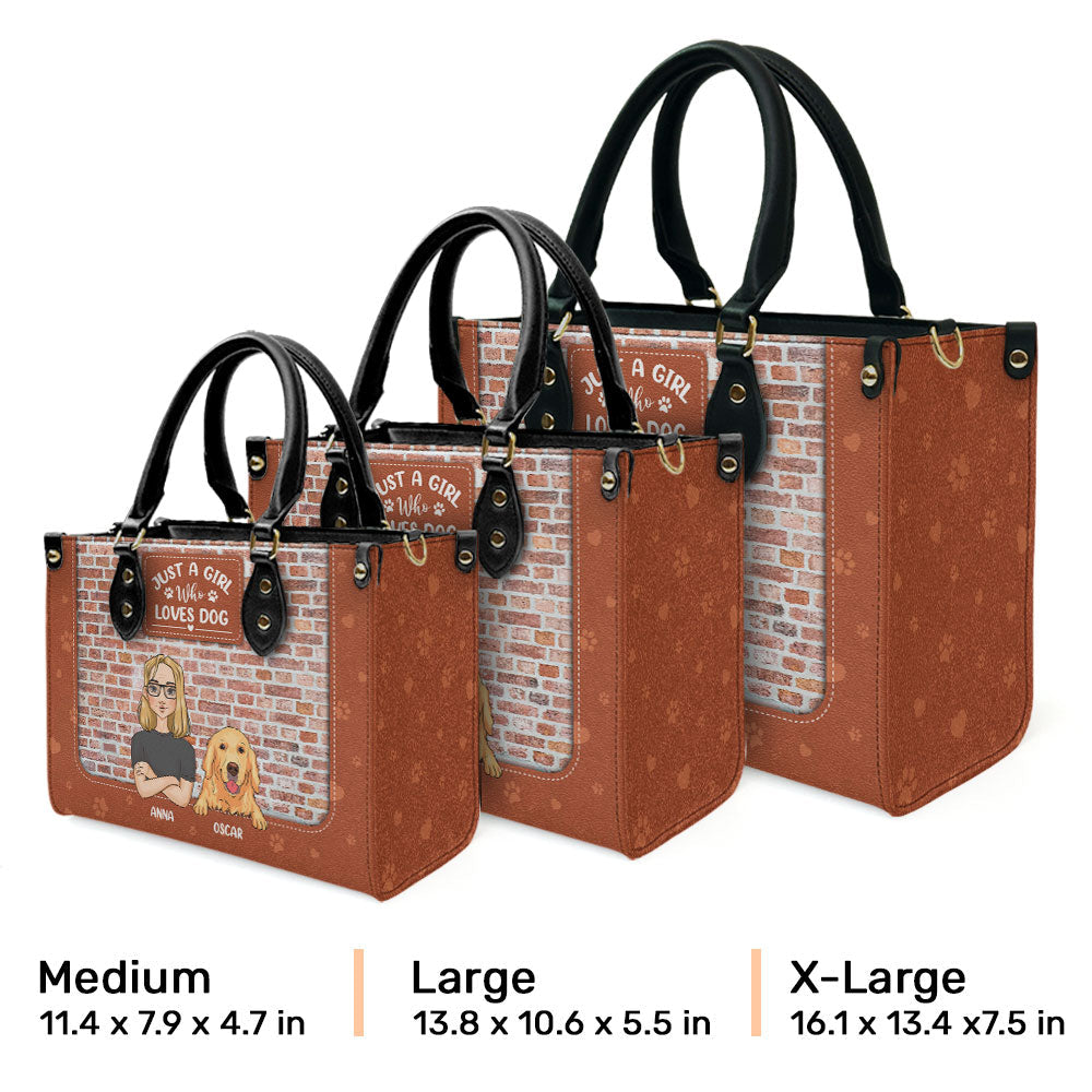 A Girl Loves Her Dogs - Personalized Leather Bag