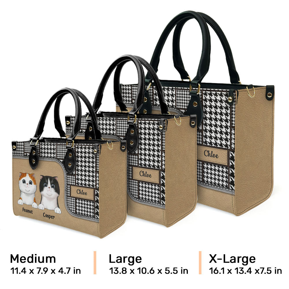 Houndstooth Pattern - Personalized Leather Bag