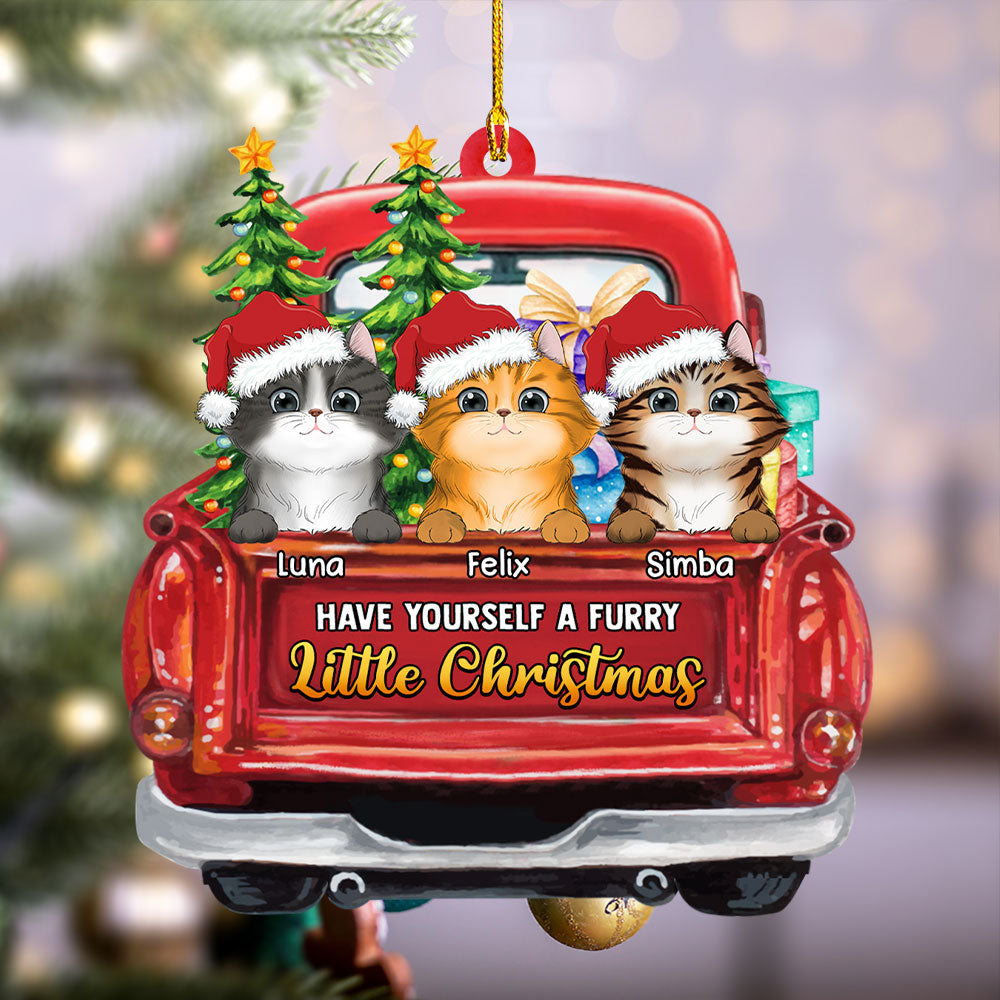 A Furry Little Christmas - Personalized 1-layered Wood Ornament