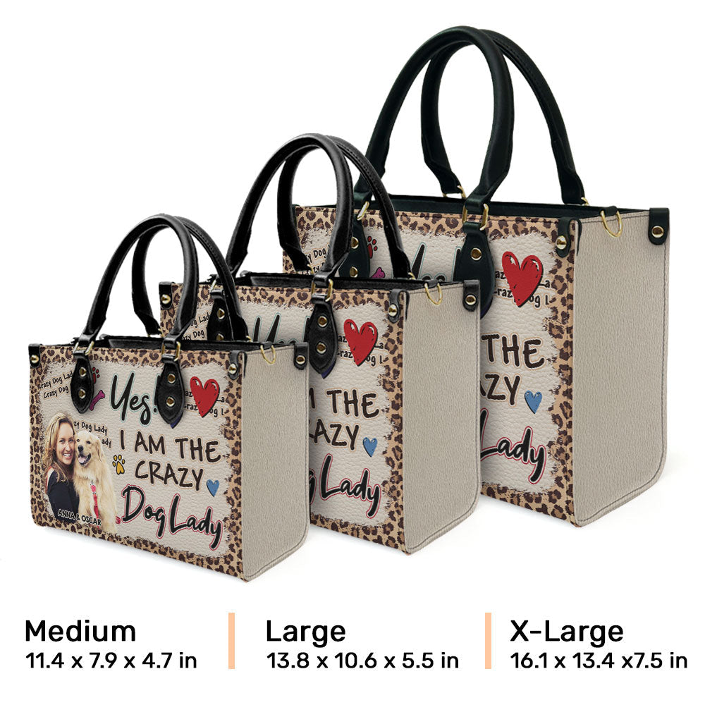 Crazy Dog Lady Photo - Personalized Leather Bag