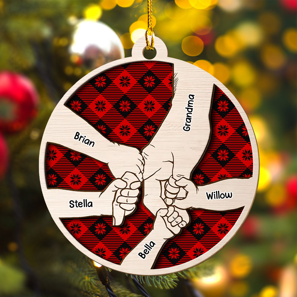 Hold Grandma Hand - Personalized 1-layered Wood Ornament