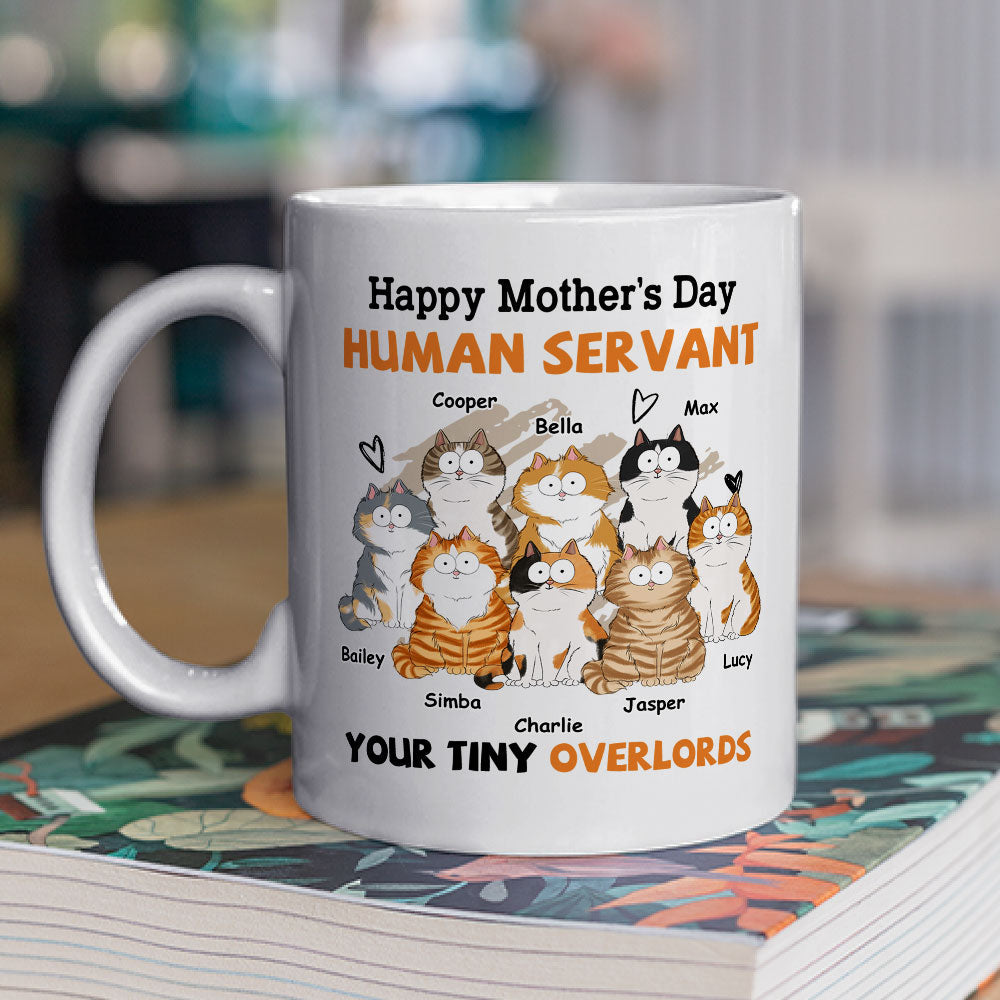 Custom Photo Mother's day Birthday Gifts For Cat Mom, Cat Lovers • To My Human Servant Mom - Personalized Coffee Mug