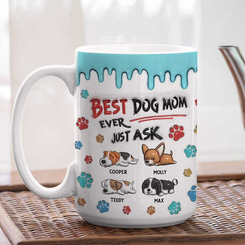 Custom Christmas Birthday Gifts For Dog Dad, Dog Lovers • Best Dog Dad Ever - Personalized 3D Inflated Effect Mug