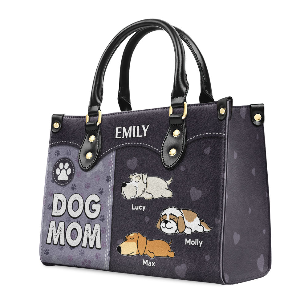 Dog Mom With Paw Print - Personalized Leather Bag