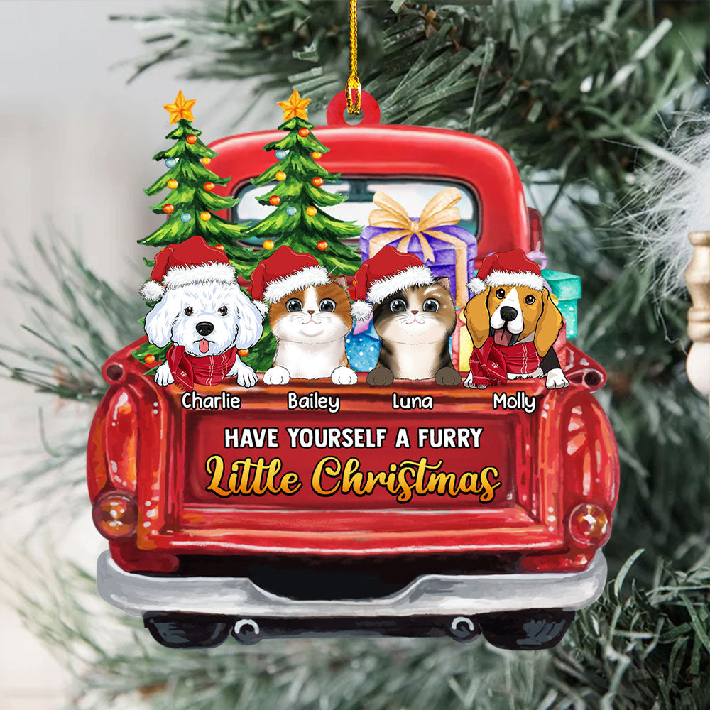 A Furry Little Christmas - Personalized 1-layered Wood Ornament