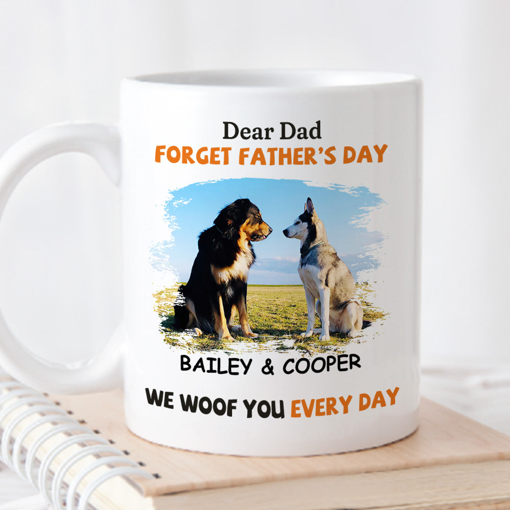 Custom Photo Christmas Birthday Gifts For Dog Dad, Dog Lovers • We Woof You Every Day - Personalized Coffee Mug