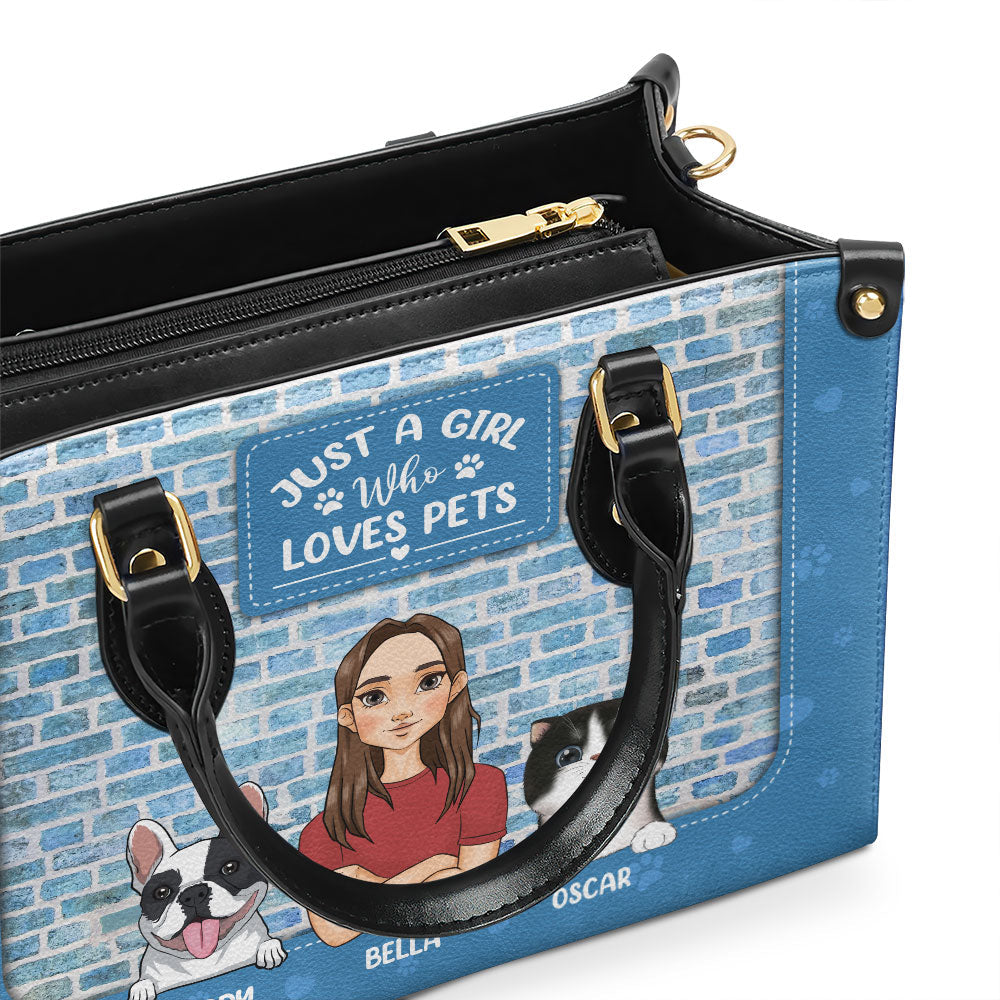 A Girl Loves Her Dogs - Personalized Leather Bag