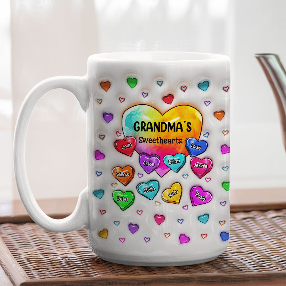 Colorful Sweethearts Grandma - Personalized 3D Inflated Effect Mug