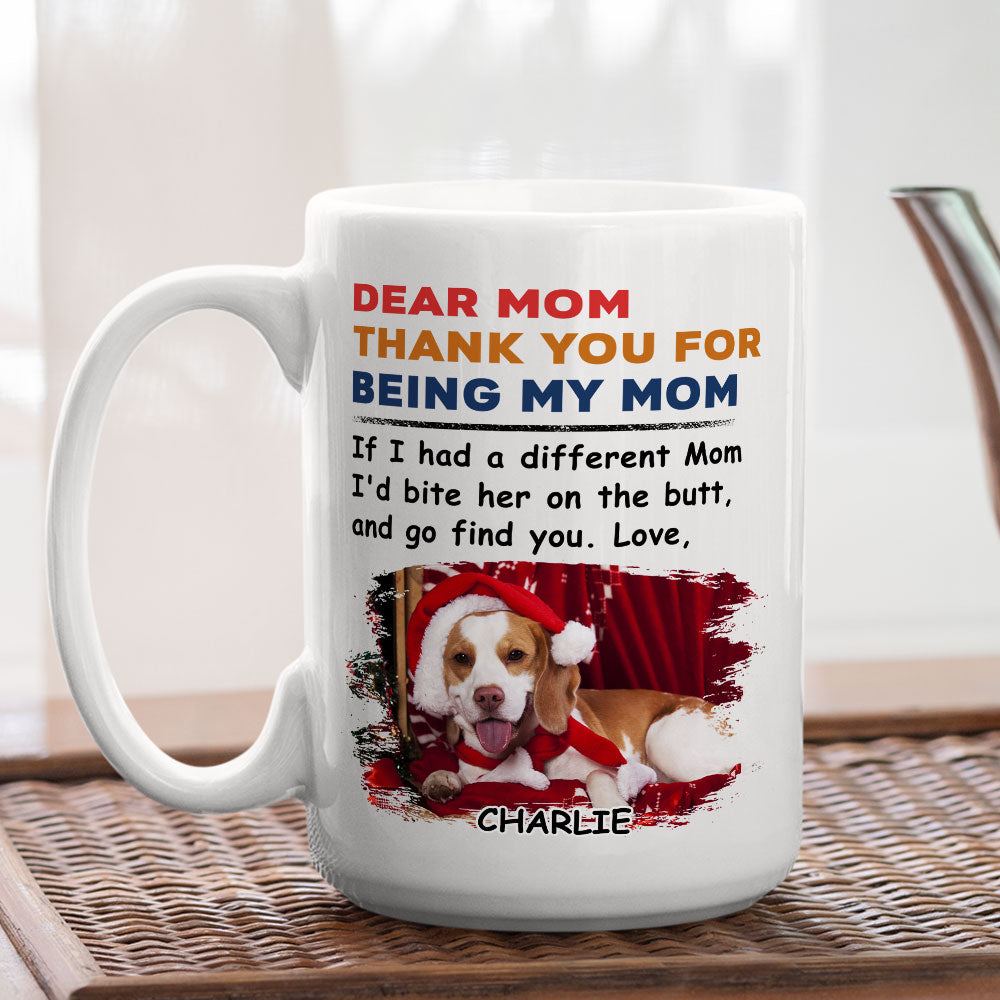 Custom Photo Christmas Birthday Gifts For Dog Lovers • Bite The Butt Christmas - Personalized Coffee Mug