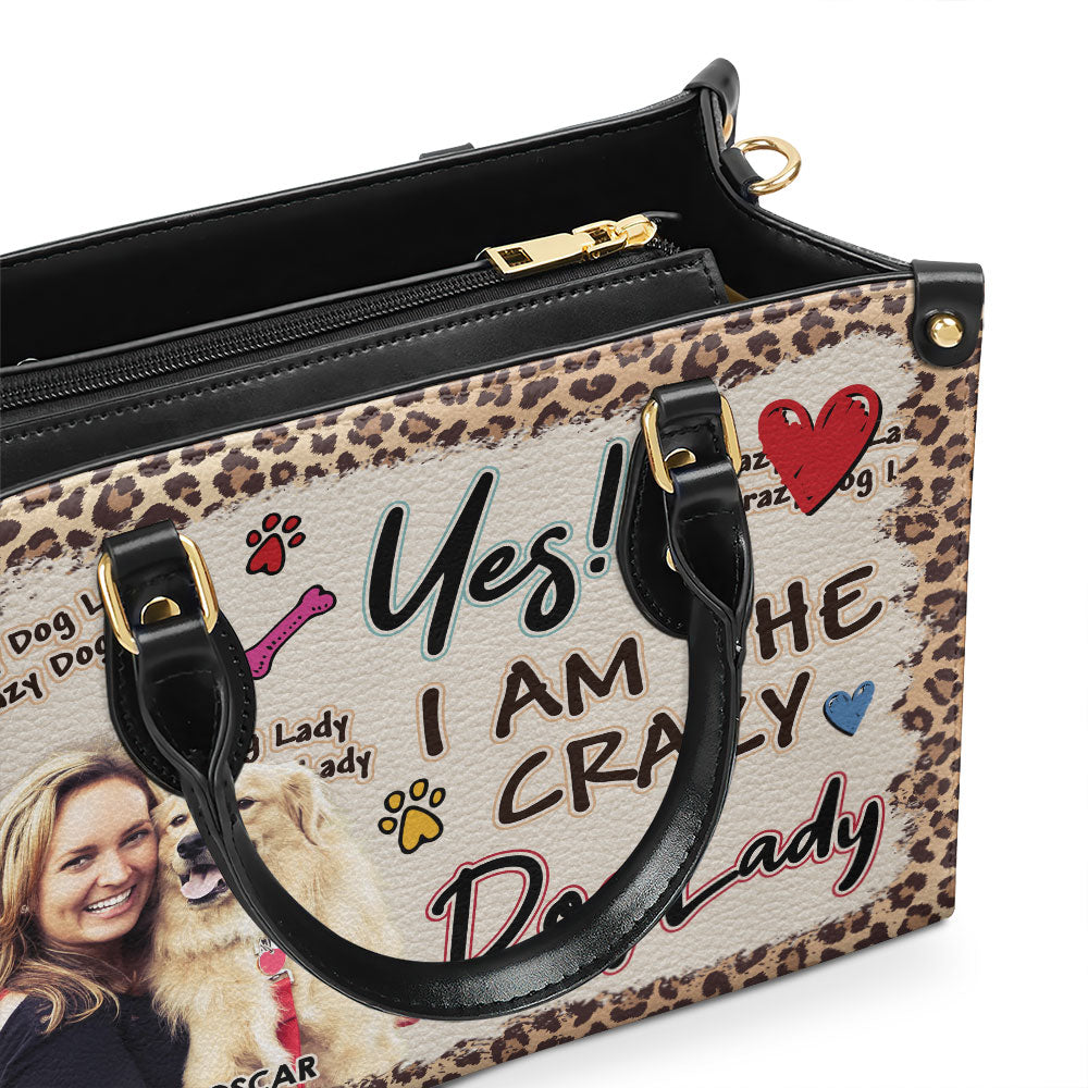 Crazy Dog Lady Photo - Personalized Leather Bag