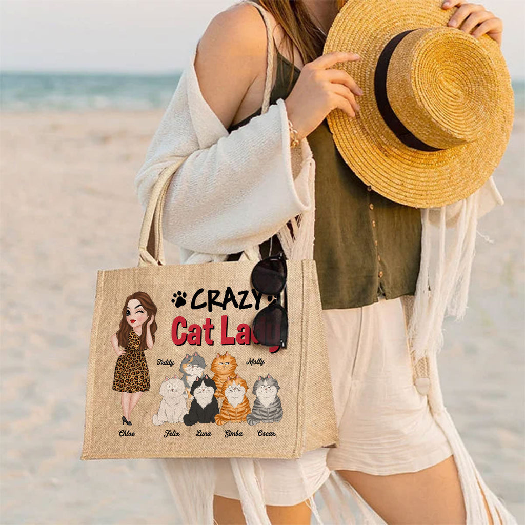 A Crazy Cat Lady - Personalized Jute Tote Bag