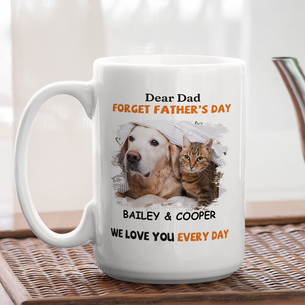 Custom Photo Christmas Birthday Gifts For Dog Dad, Dog Lovers • We Woof You Every Day - Personalized Coffee Mug