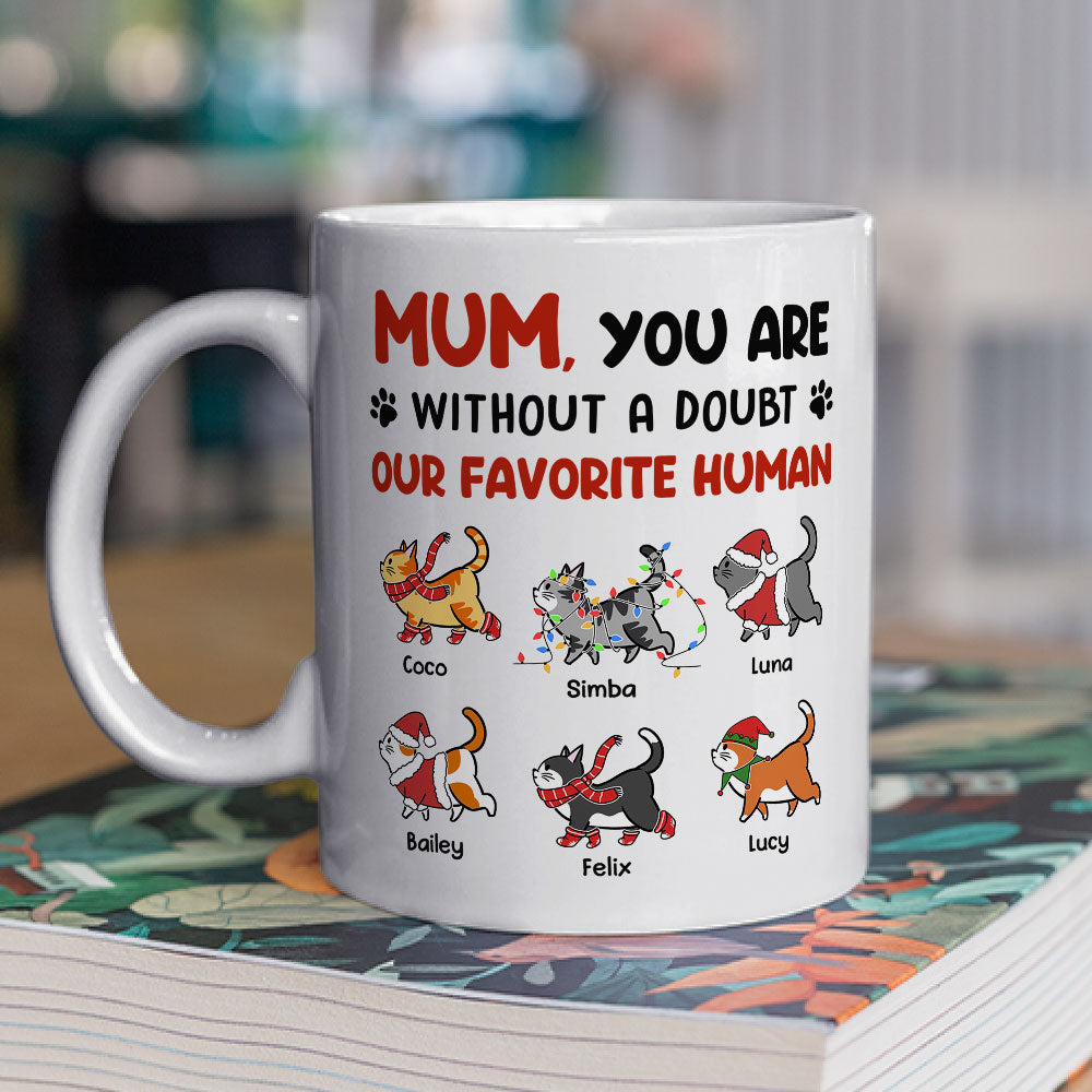 Custom Photo Mother's day Birthday Gifts For Cat Mom, Cat Lovers • Favorite Human No Doubt - Personalized Coffee Mug