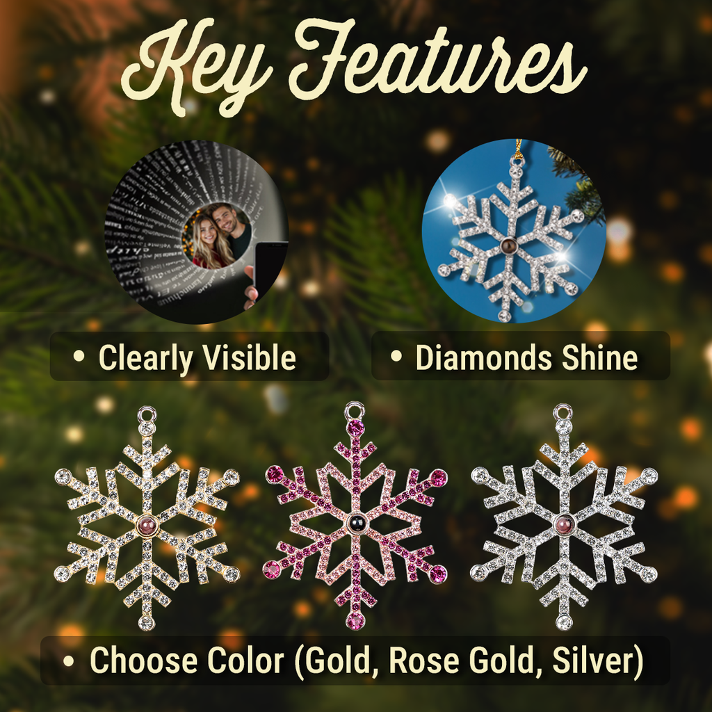 Custom Christmas Memorial Sympathy Gifts For Dogs, Cats • Beside You - Personalized Photo Snowflake Projection Ornament