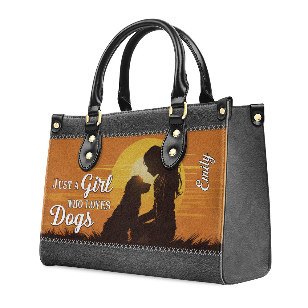 A Girl Who Loves Dogs - Personalized Leather Bag