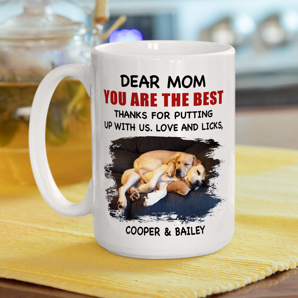Custom Photo Christmas Birthday Gifts For Dog Lovers • Dad Is Best - Personalized Coffee Mug
