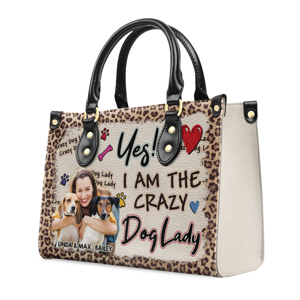 Crazy Dog Lady Photo - Personalized Leather Bag