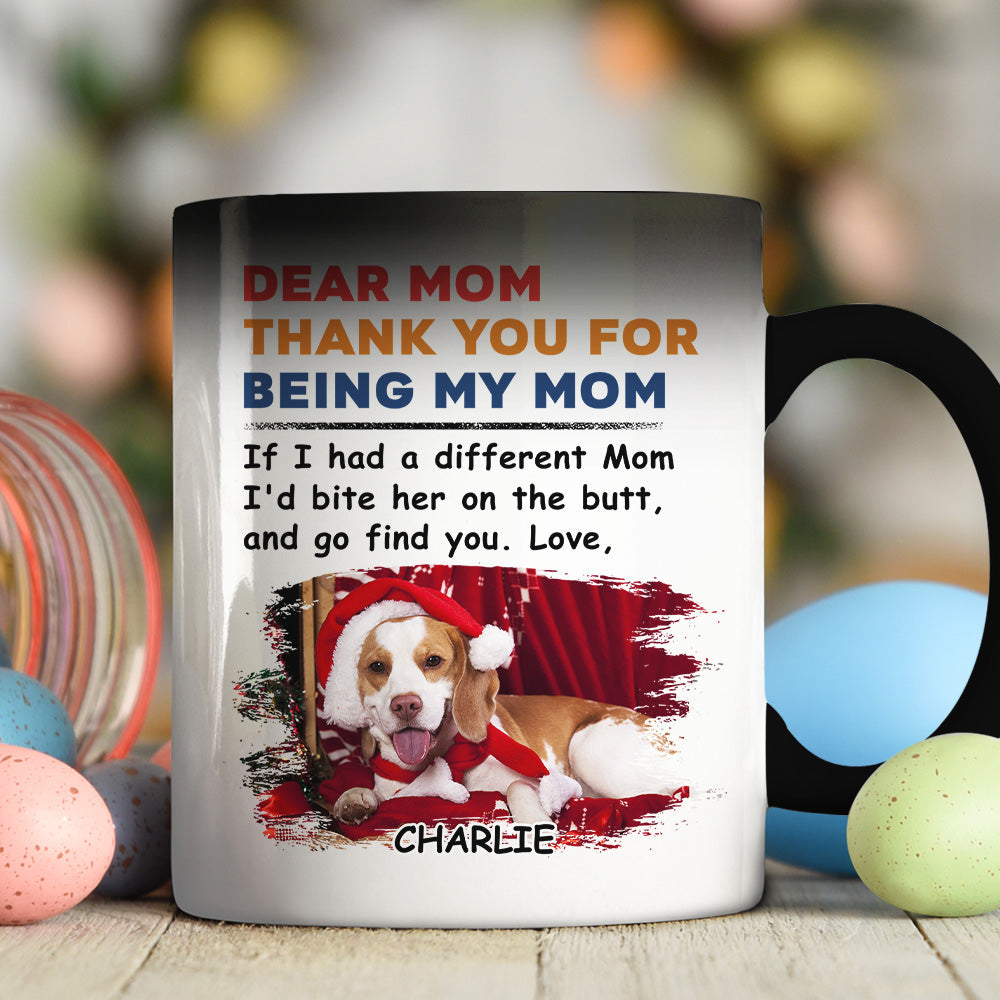 Custom Photo Christmas Birthday Gifts For Dog Lovers • Bite The Butt Christmas - Personalized Color Changing Mug