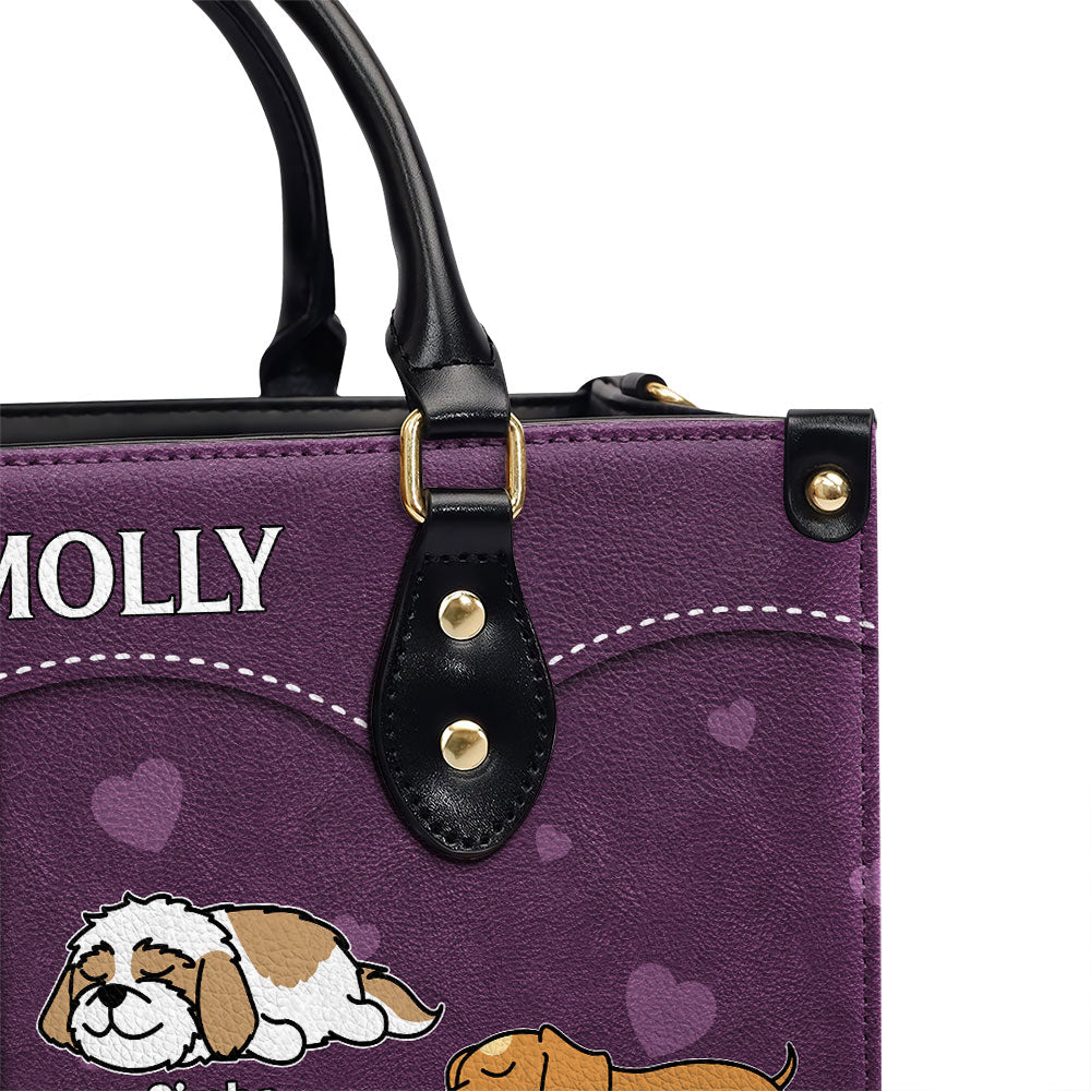 Dog Mom With Paw Print - Personalized Leather Bag