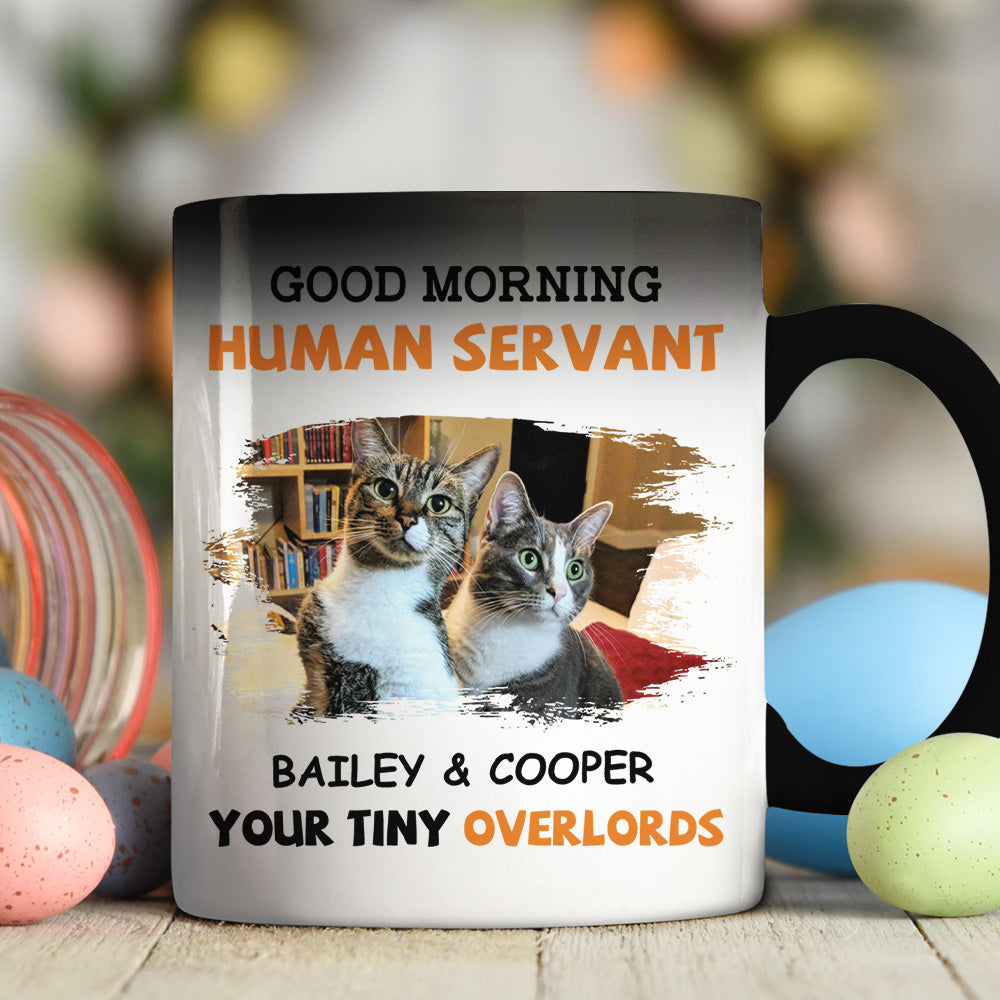 Custom Photo Mother's day Birthday Gifts For Cat Mom, Cat Lovers • Good Morning - Personalized Color Changing Mug