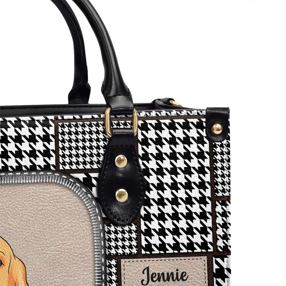 Houndstooth Pattern - Personalized Leather Bag