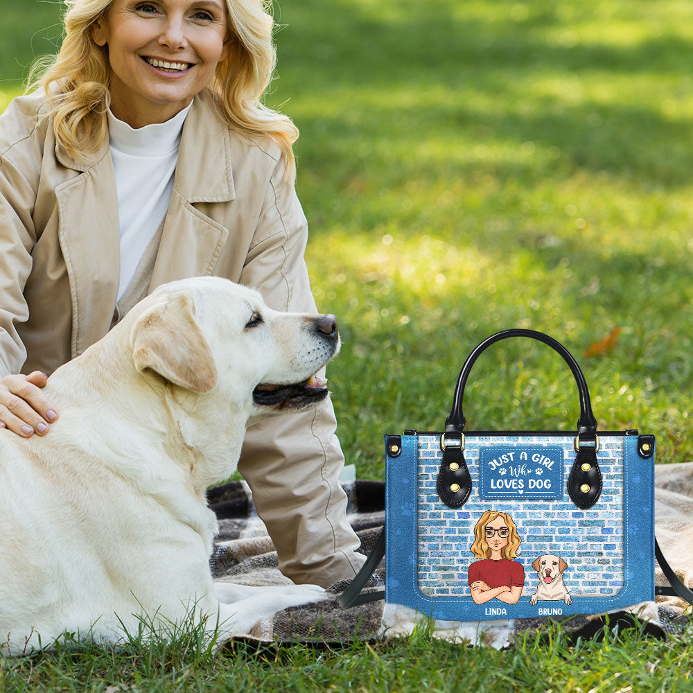 A Girl Loves Her Dogs - Personalized Leather Bag