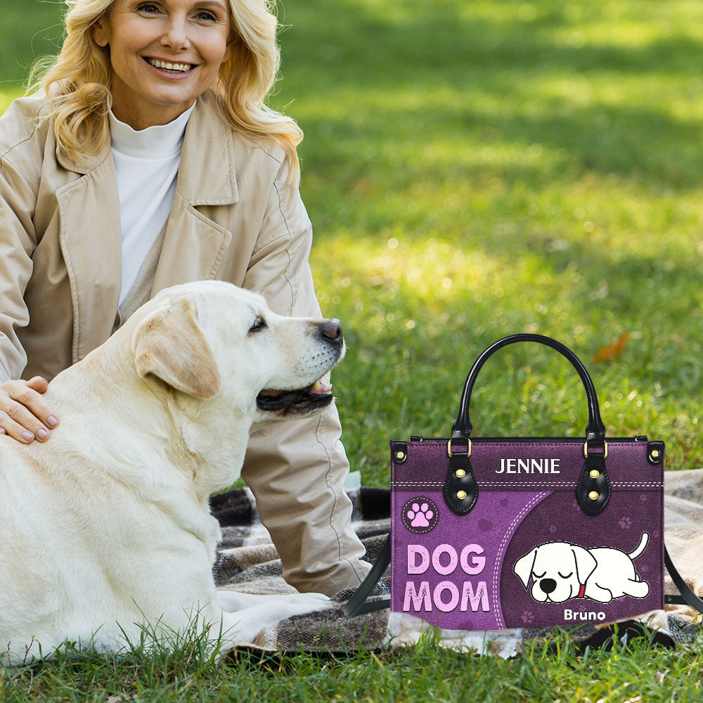 Happy Dog Mom - Personalized Leather Bag