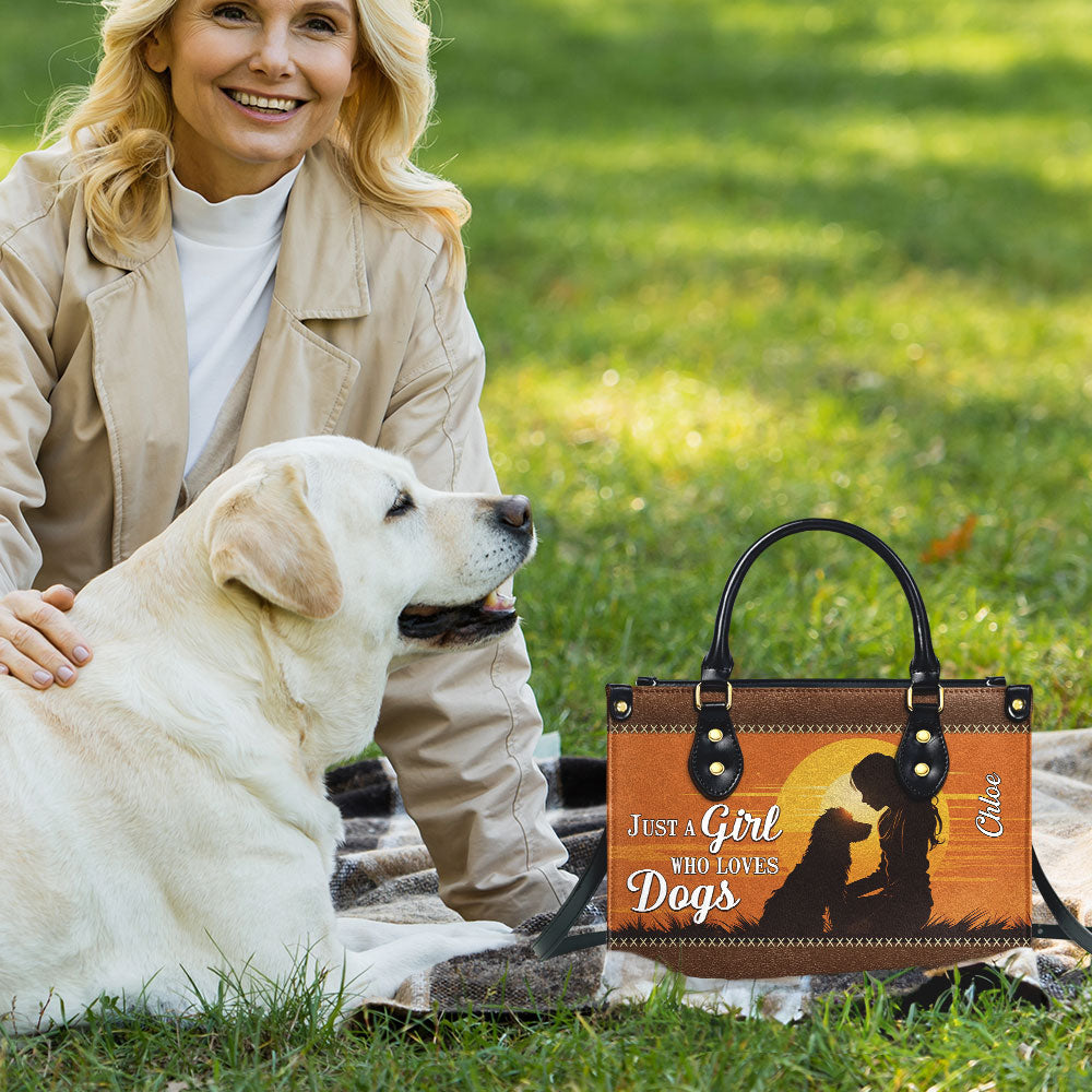 A Girl Who Loves Dogs - Personalized Leather Bag