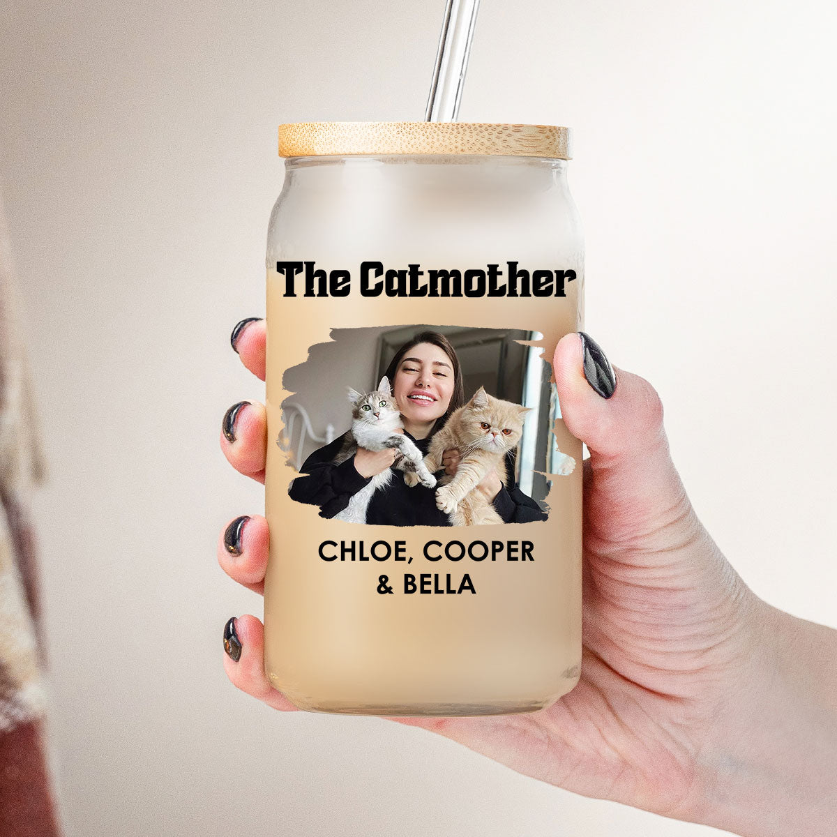 Mother Of Cats Photo - Personalized Glass Can