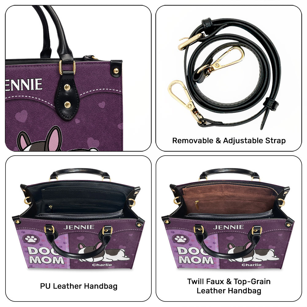 Dog Mom With Paw Print - Personalized Leather Bag