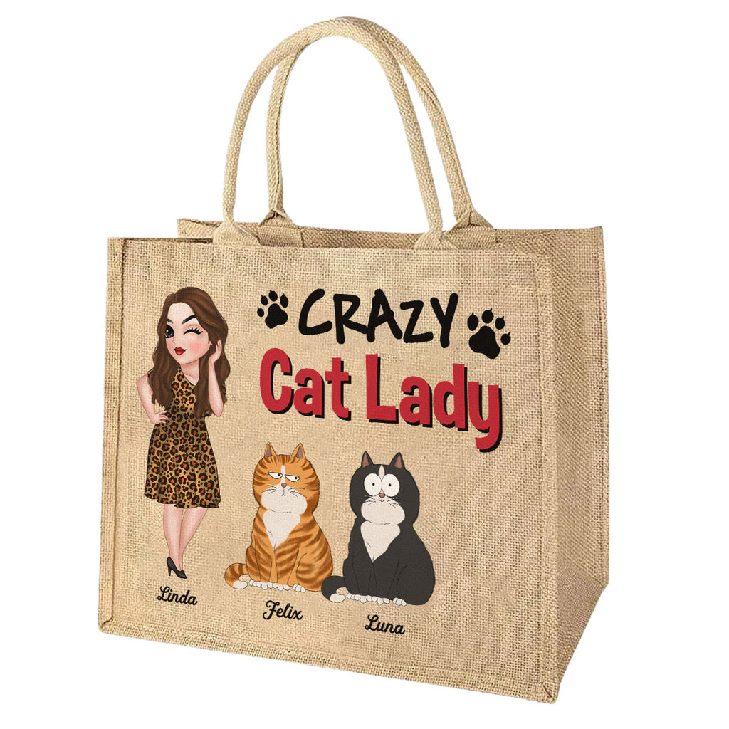 A Crazy Cat Lady - Personalized Jute Tote Bag