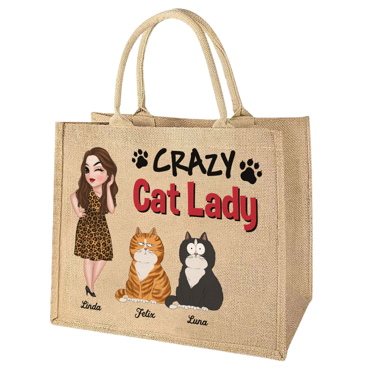 A Crazy Cat Lady - Personalized Jute Tote Bag
