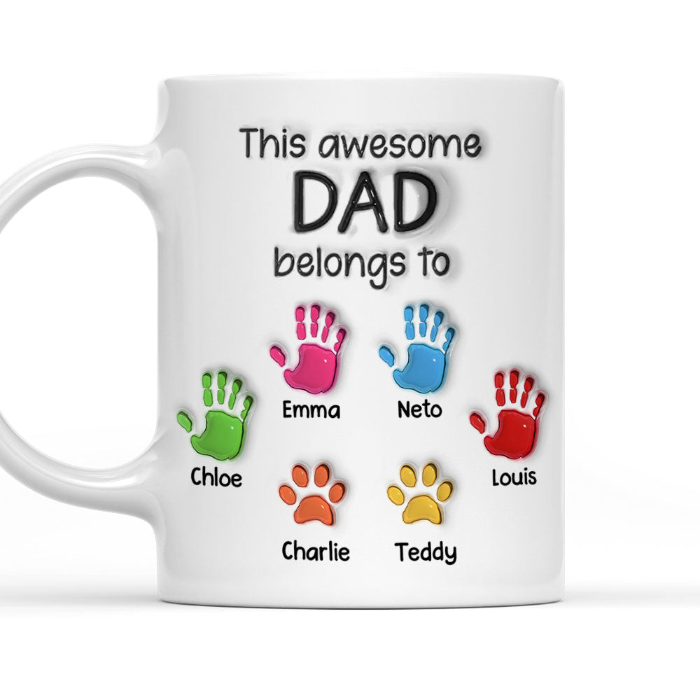 This Awesome Dad Grandpa Belongs To - Personalized 3D Inflated Effect Mug