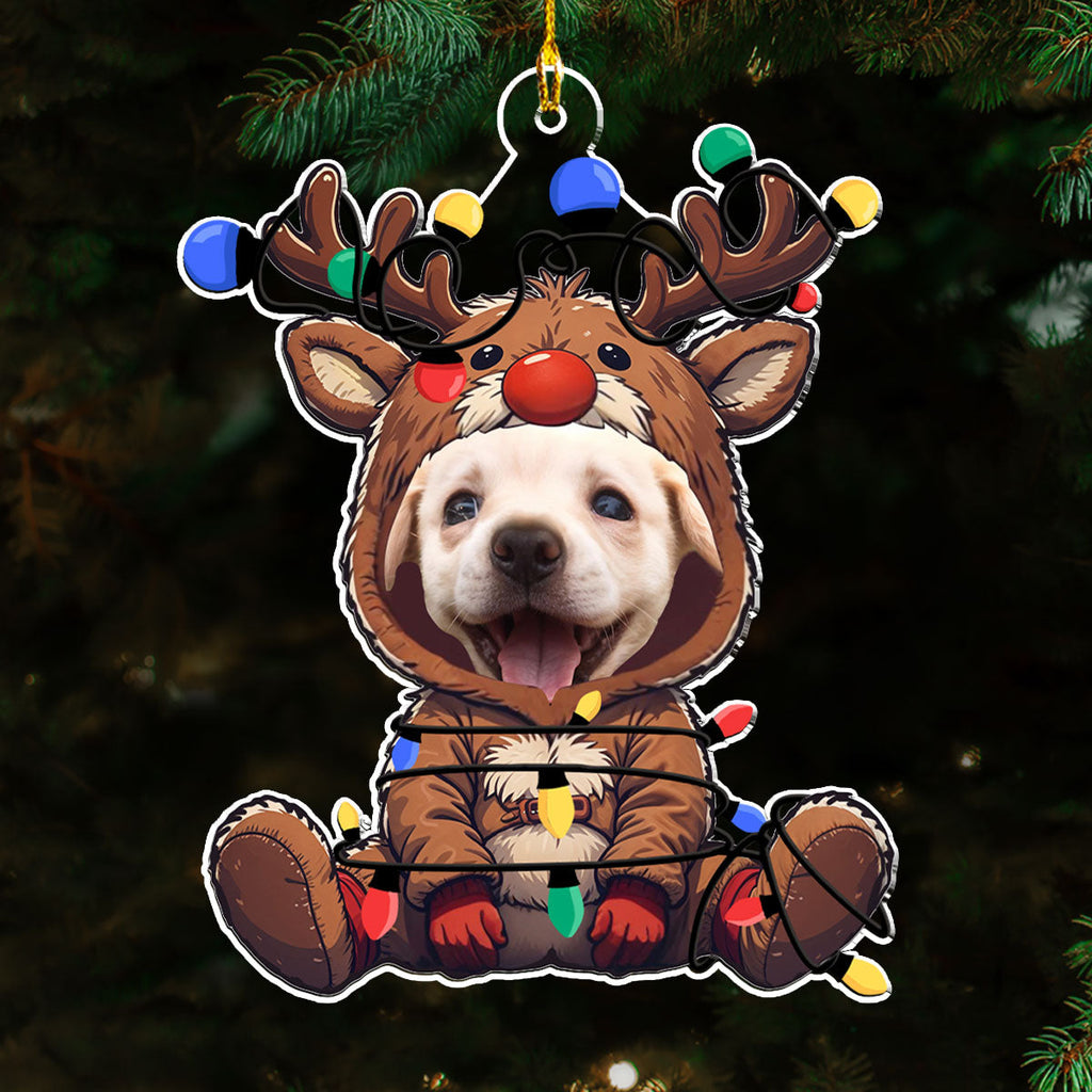 Reindeer Pet Christmas Photo - Personalized Acrylic Ornament