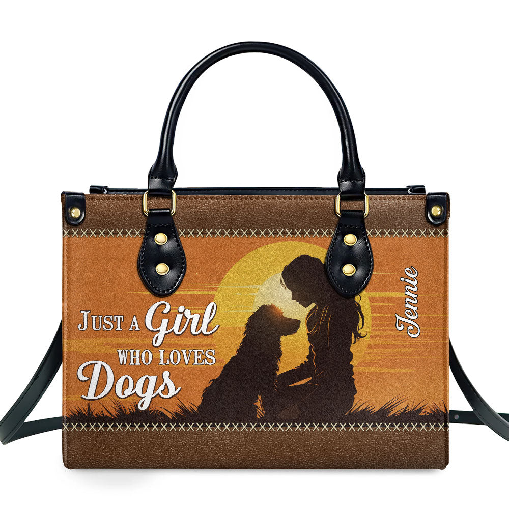 A Girl Who Loves Dogs - Personalized Leather Bag