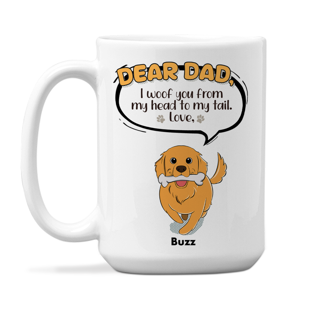 Custom Christmas Birthday Gifts For Dog Dad, Dog Lovers • My Head To Tail - Personalized Coffee Mug
