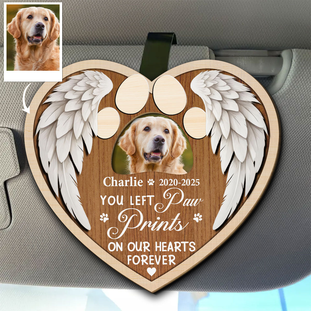 You Left Paw Prints On Our Hearts Forever - Personalized Car Visor Clip