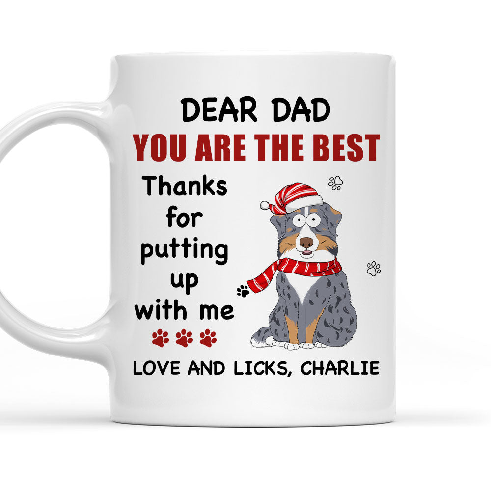 Custom Photo Christmas Birthday Gifts For Dog Lovers • Dad Is Best - Personalized Coffee Mug