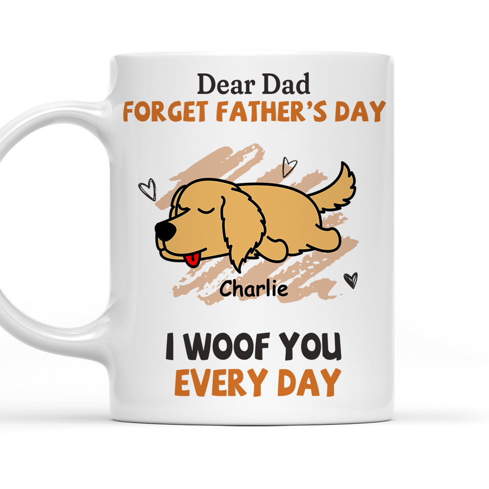 Custom Photo Christmas Birthday Gifts For Dog Lovers • Woof You Every Day Lying Dog - Personalized Coffee Mug
