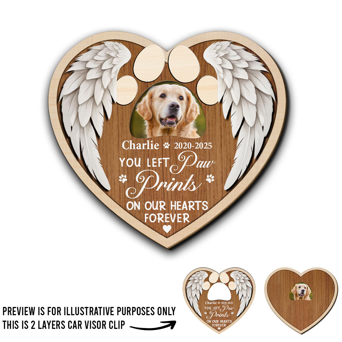 You Left Paw Prints On Our Hearts Forever - Personalized Car Visor Clip