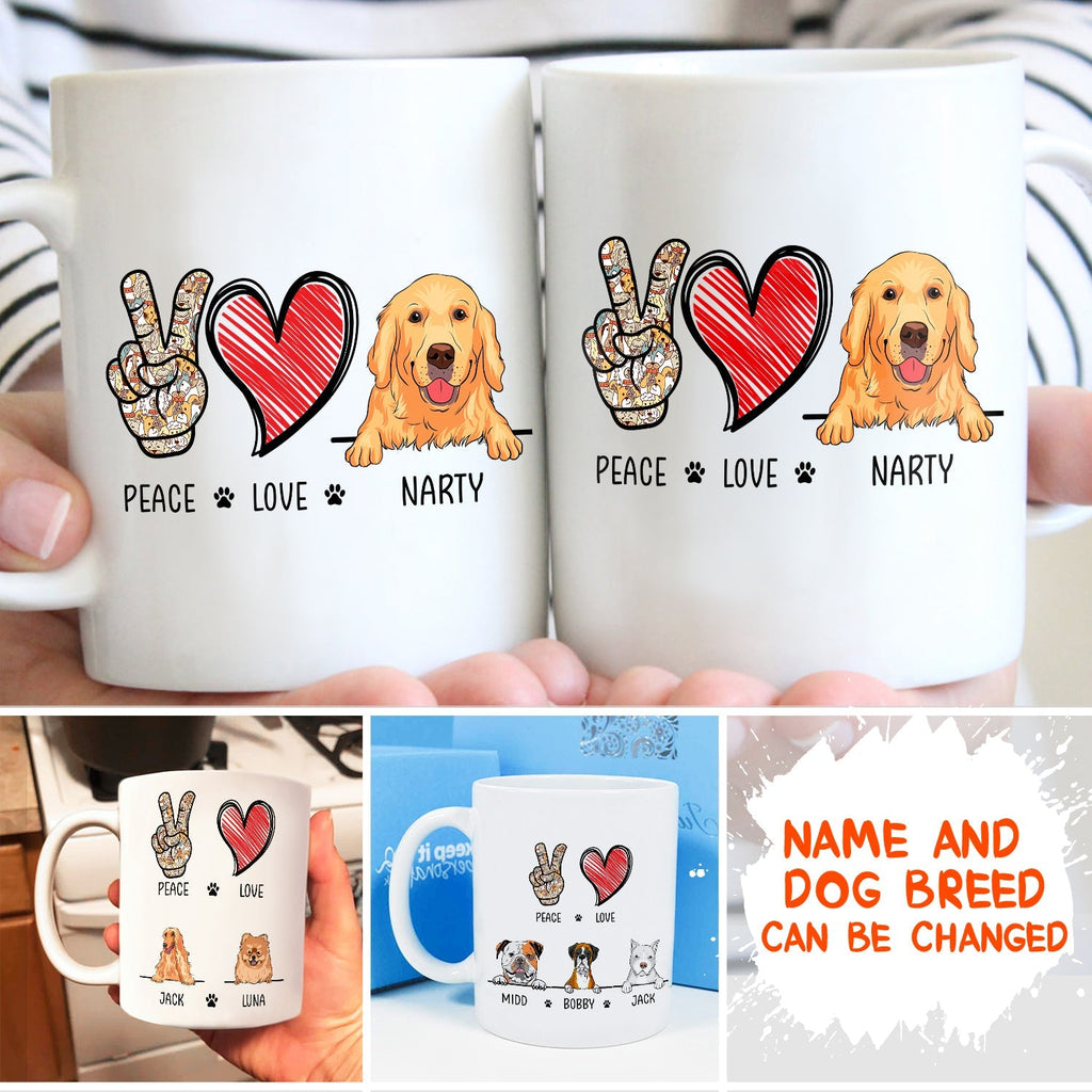Custom Christmas Birthday Gifts For Dog Lovers • Mug - Peace Love Dog