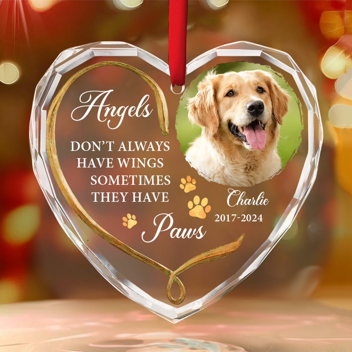 Custom Christmas Memorial Sympathy Gifts For Dogs, Cats • Angels Do Not Have Wings - Personalized Glass Ornament