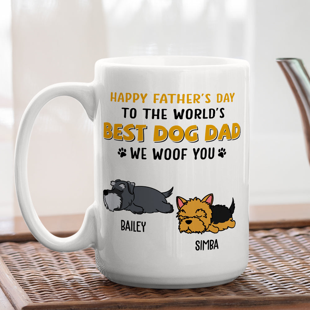 Custom Photo Christmas Birthday Gifts For Dog Lovers • Woof You So Much Dad - Personalized Coffee Mug
