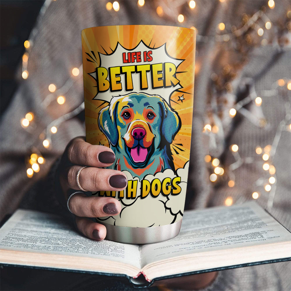 Custom Christmas Birthday Gifts For Dog Lovers • Golden Retriever Pop Art - Tumbler