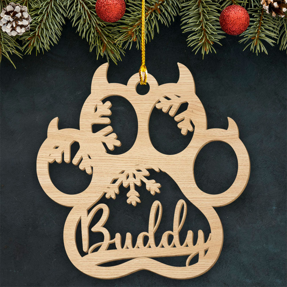 Custom Christmas Decor Home Birthday Gifts For Cat Lovers • Cat Paw - Personalized 1-layered Wood Ornament