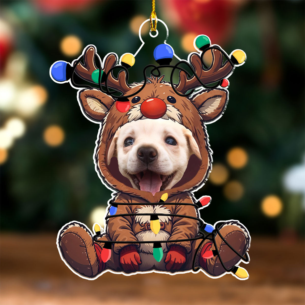 Reindeer Pet Christmas Photo - Personalized Acrylic Ornament