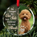 Custom Christmas Memorial Sympathy Gifts For Dogs, Cats • No Longer By Our Side - Personalized Glass Ornament