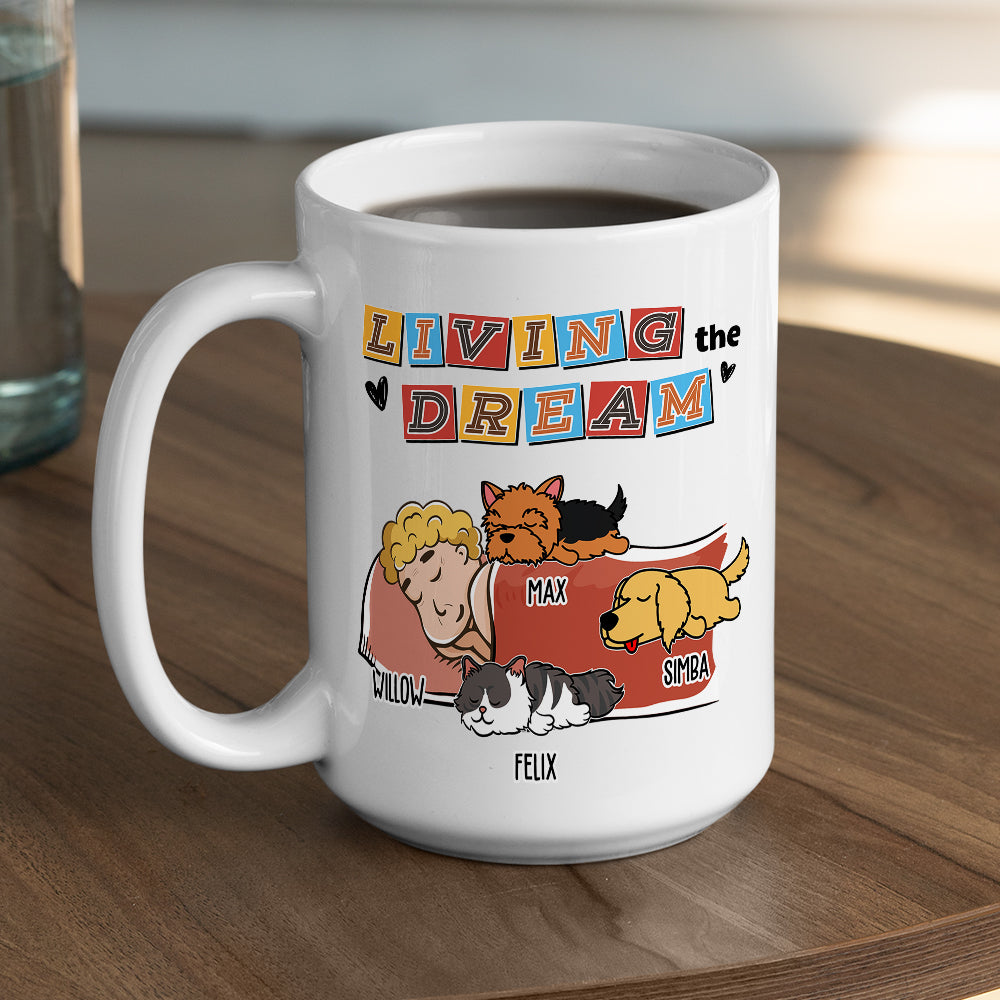 Custom Mother's day Birthday Gifts For Cat Mom, Cat Lovers • Living The Dream 3 - Personalized Coffee Mug