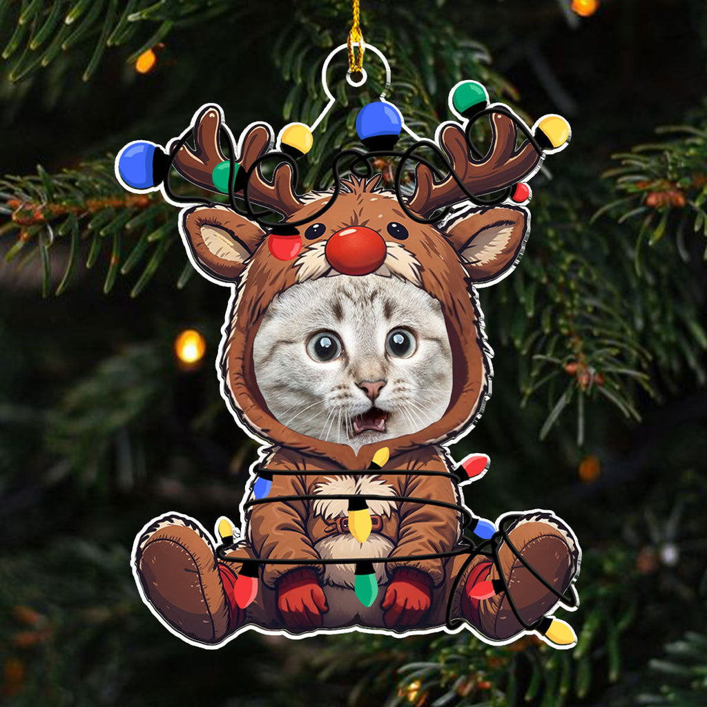 Reindeer Pet Christmas Photo - Personalized Acrylic Ornament